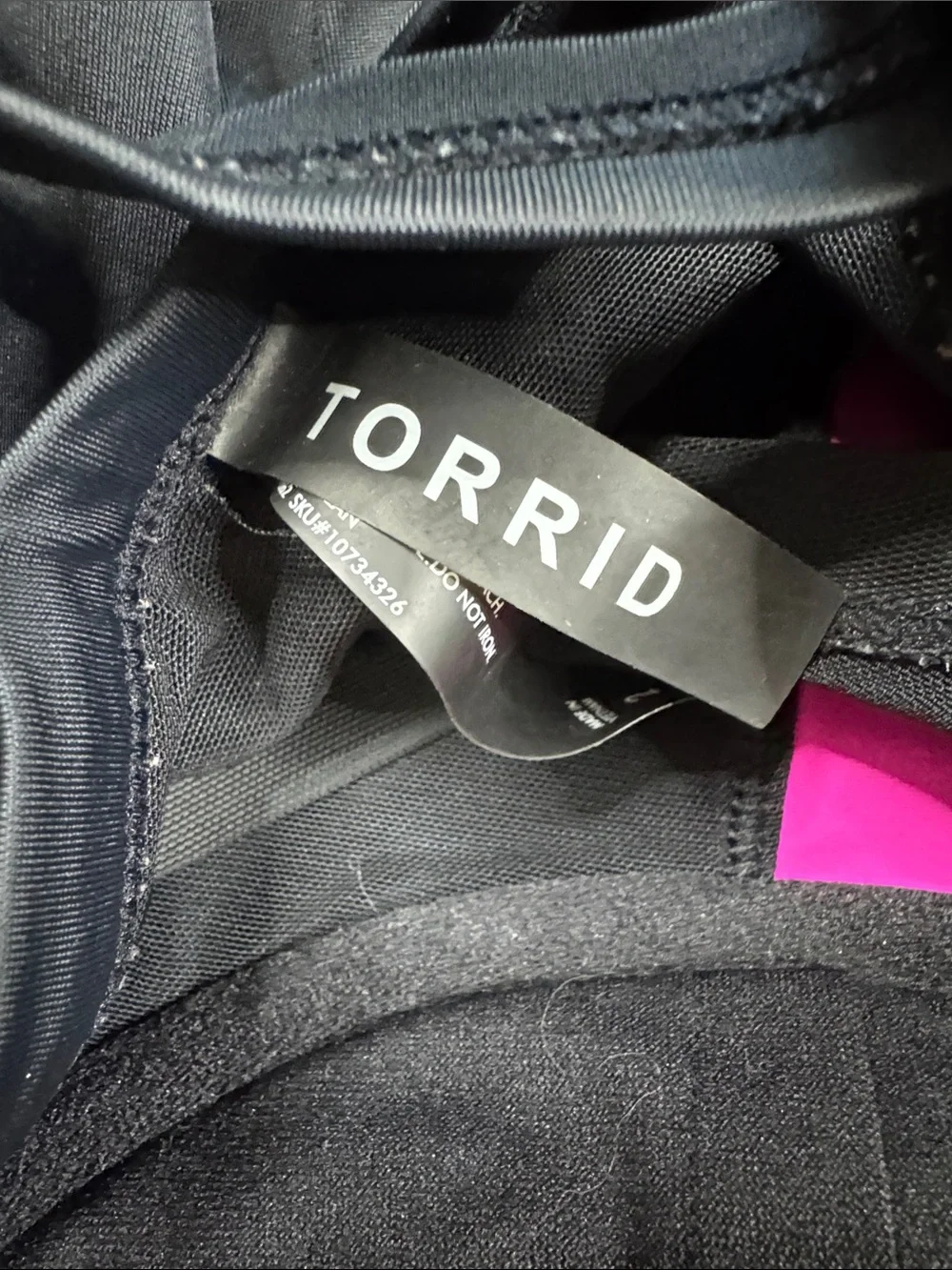 torrid Black One-Piece Swimsuit with Pink Lattice Accents EUC 2X